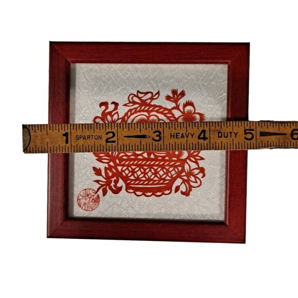 Butterfly Zheng Paper Cut Art Basket Of Flowers With Box Mongolia - Picture 5 of 5